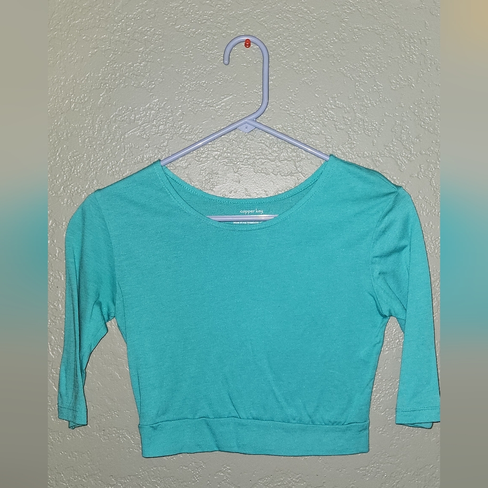 Teal junior half sleeve crop top - New